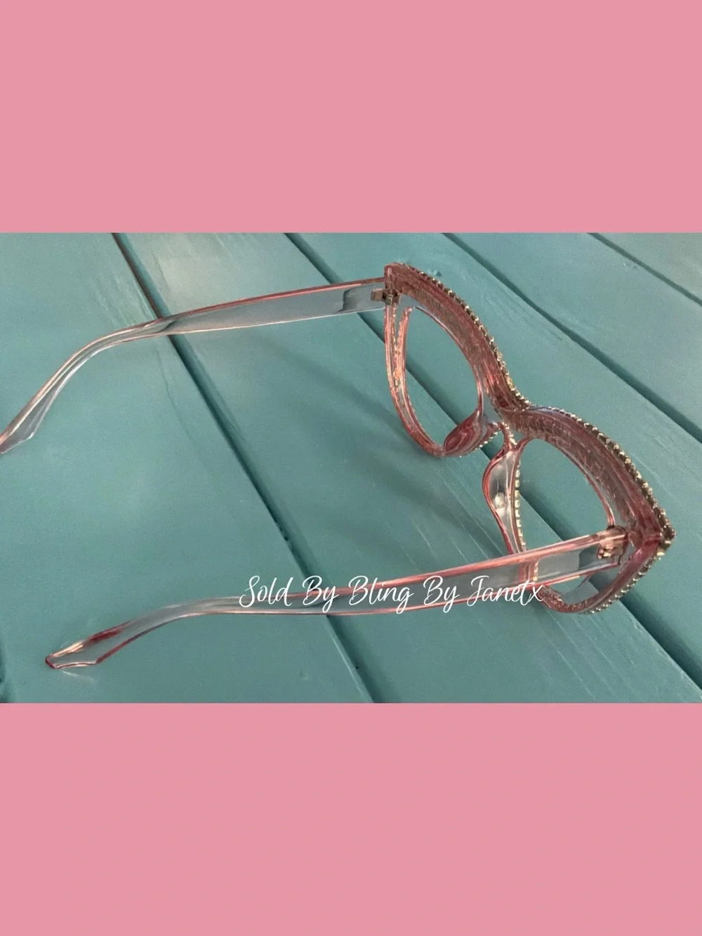 Pink Rhinestone Cat Eye glasses - Clear lenses - For Fashion wear